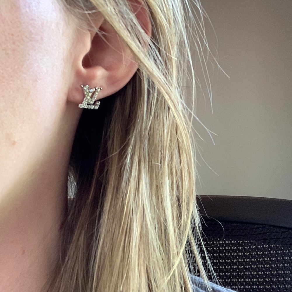 Louis Vuitton silver LV stud earrings
